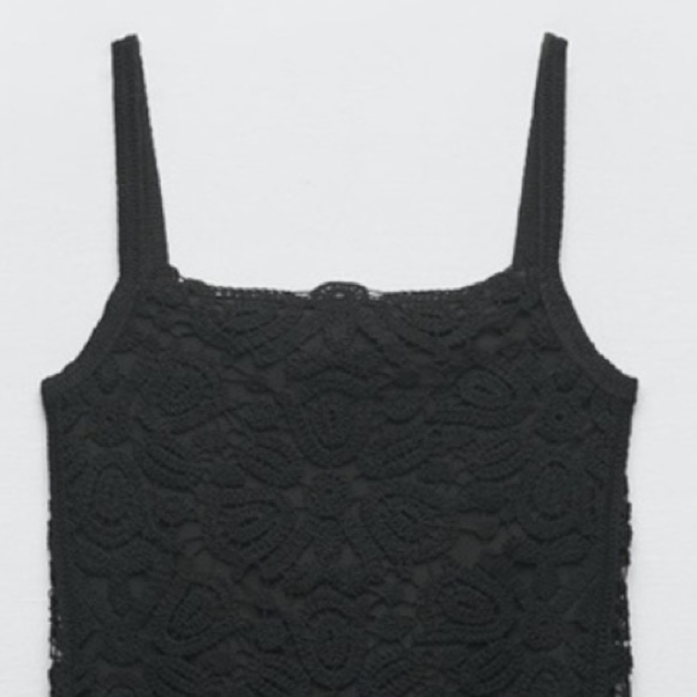 ZARA MACRAMÉ LACE KNIT DRESS - Picture 16 of 16